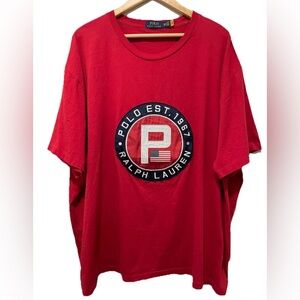 Polo Ralph Lauren Men’s 4XB Red T-Shirt Embroidered American Flag